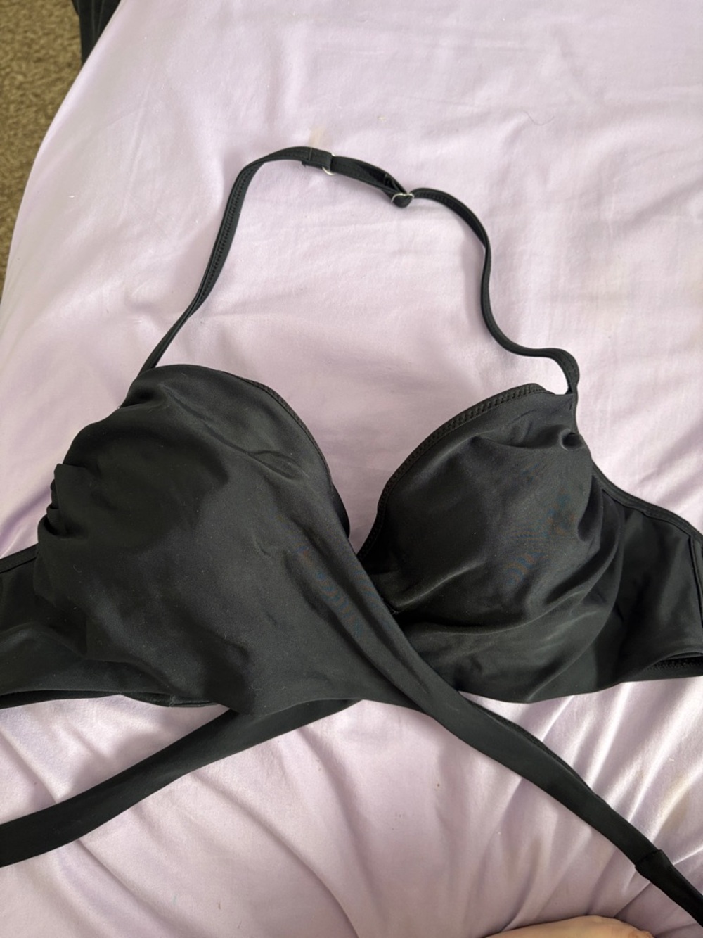 Old Navy Black Halter Swim Top with Wrap Detail